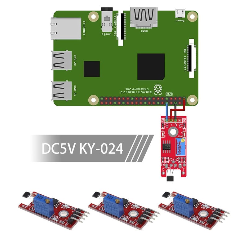 SING F LTD 5PCS KY-024 Linear Magnetic Hall Effect Sensor Module Compatible with Android Compatible with Raspberry Pi ESP8266 Microcontrollers - Image 2